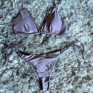 NWOT Victoria’s Secret Strappy gunmetal grey shimmer bikini